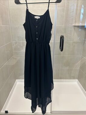 Olsenboye Black High-Low Button Front Sundress